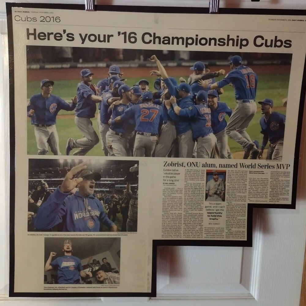 Chicago Cubs 2016 “Here’s Your ‘16 Championship Cubs” Laminated Newspaper